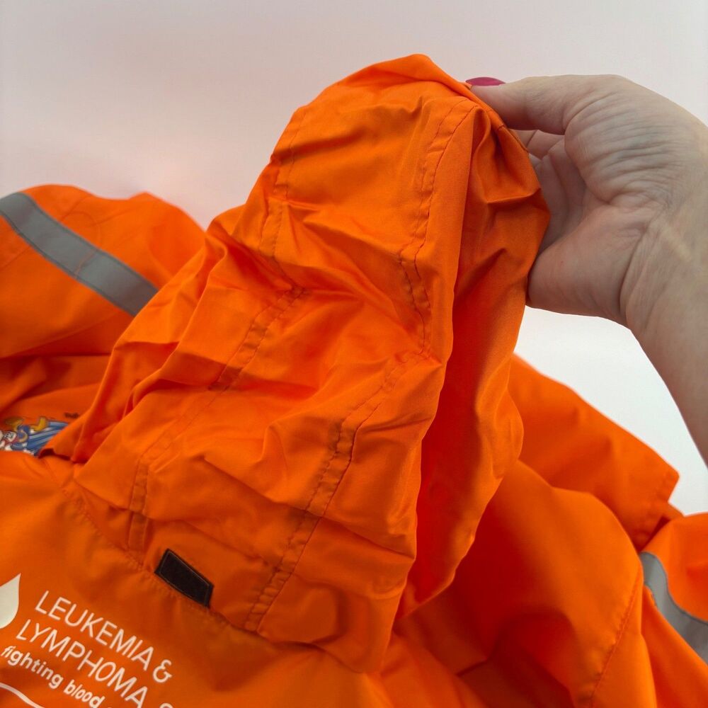 Disney Parks Half Marathon Volunteer Jacket XL Orange 2014 Reflective EUC Hood - Picture 11 of 13